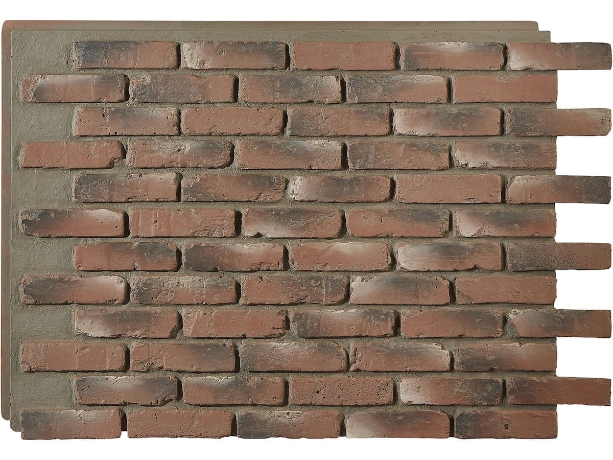 Rustic Faux Brick Wall Panel in Chicago Red